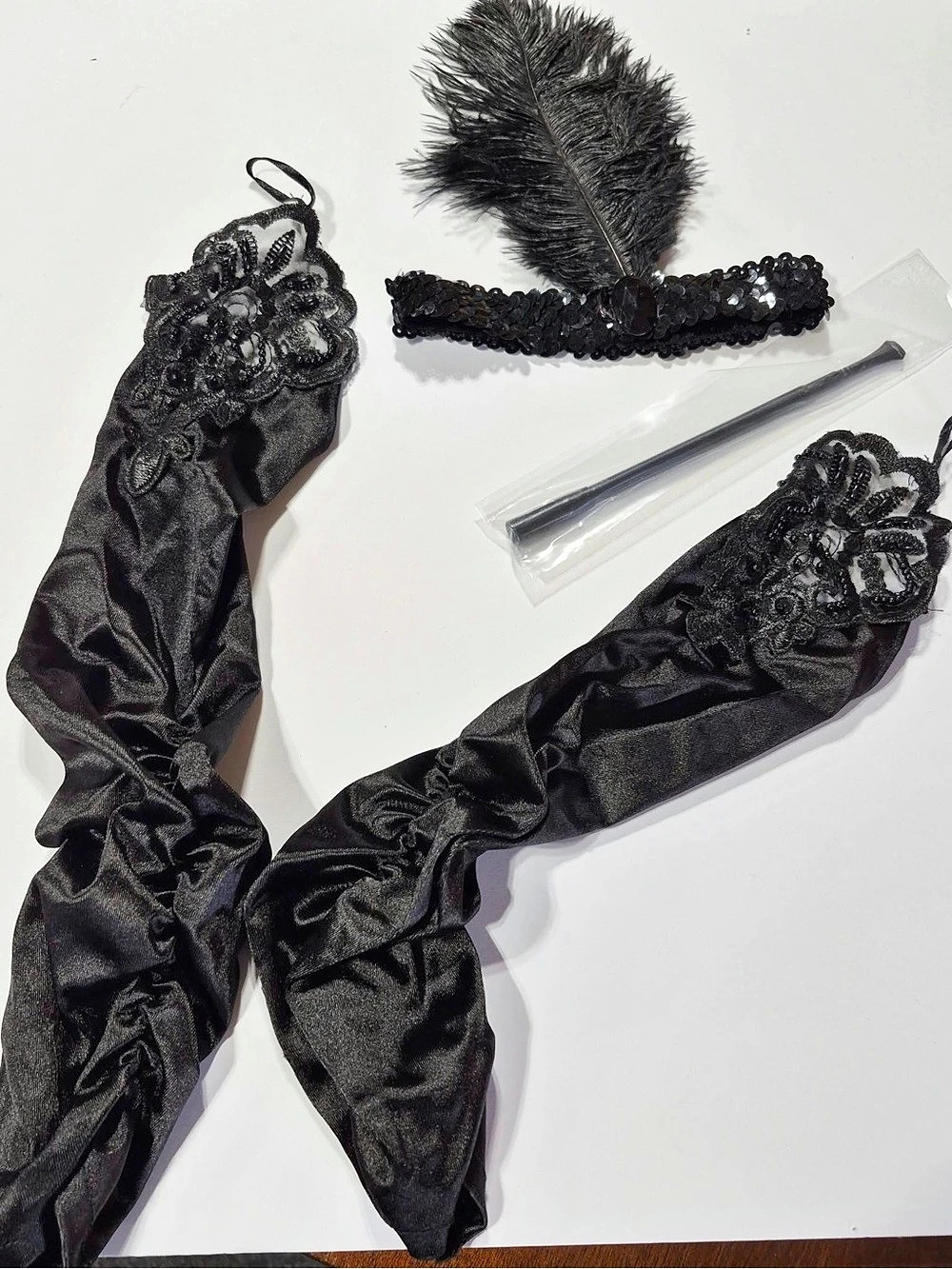 Black Hair Accessory Set whit black gloves